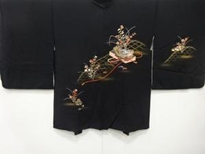 未使用品　鶴に文箱模様　刺繍　絵羽織